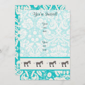 かわいい馬; ティール(緑がかった色) 招待状 (正面/裏面)