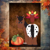 かわいい馬、トルコとカボチャ感謝祭 シーズンカード