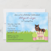 かわいい馬 ~ プレtty ピンクの納屋の誕生日招待状 招待状 (裏面)