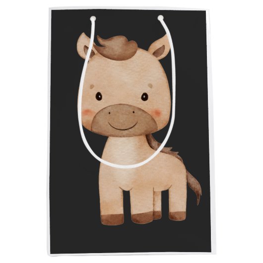 かわいい馬  ミディアムペーパーバッグ (正面)