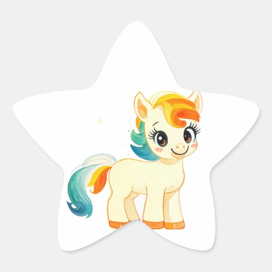かわいい馬 星シール (正面)