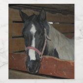 かわいい馬in納屋 ワインラベル (シングルラベル)