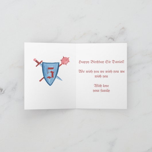 かわいい騎士の誕生日を仮設の挨拶状 シーズンカード (内部)