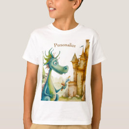 かわいい騎士ドラゴン城 誕生日パーティー キッズ Tシャツ