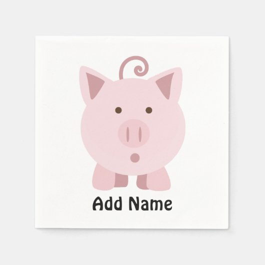 かわいい驚いた豚 スタンダードカクテルナプキン (正面)