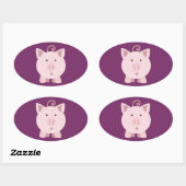 かわいい驚いた豚 楕円形シール (シート)