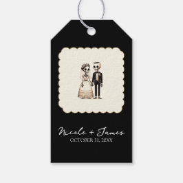 かわいい骸骨の花嫁と花婿の結婚式 ギフトタグ