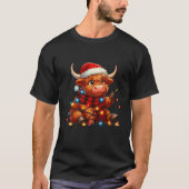 かわいい高地の牛のクリスマスライト Tシャツ (正面)