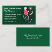 かわいい高齢者コンパニオンまたは高齢者の介護者の緑 名刺 (正面/裏面)