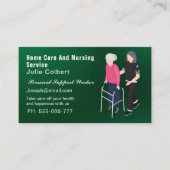 かわいい高齢者コンパニオンまたは高齢者の介護者の緑 名刺 (正面)