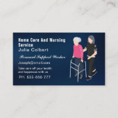 かわいい高齢者コンパニオンまたは高齢者の介護者の青 名刺 (正面)