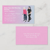 かわいい高齢者コンパニオンまたは高齢者の介護者ピンク 名刺 (正面/裏面)