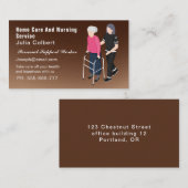 かわいい高齢者コンパニオンまたは高齢者の介護者ブラウン 名刺 (正面/裏面)
