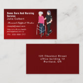 かわいい高齢者コンパニオンまたは高齢者の介護者赤 名刺 (正面/裏面)