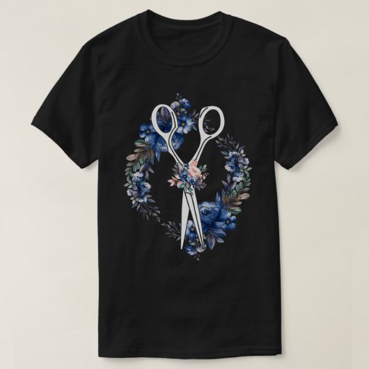 かわいい髪のサロン美容師の女性ギフトフローラ髪 Tシャツ (デザイン正面)