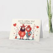 かわいい髭のカップルは一緒に古く育ちよう カード (正面)