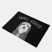 かわいい髭のコリー漫画パーソナライズされた犬 ドアマット (アングル)