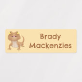 かわいい髭のドラゴントカゲの漫画パーソナライズされた ラベル (デザイン1)