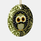 かわいい髭のフクロウ セラミックオーナメント (右)