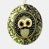 かわいい髭のフクロウ セラミックオーナメント (左)