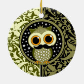 かわいい髭のフクロウ セラミックオーナメント (裏面)