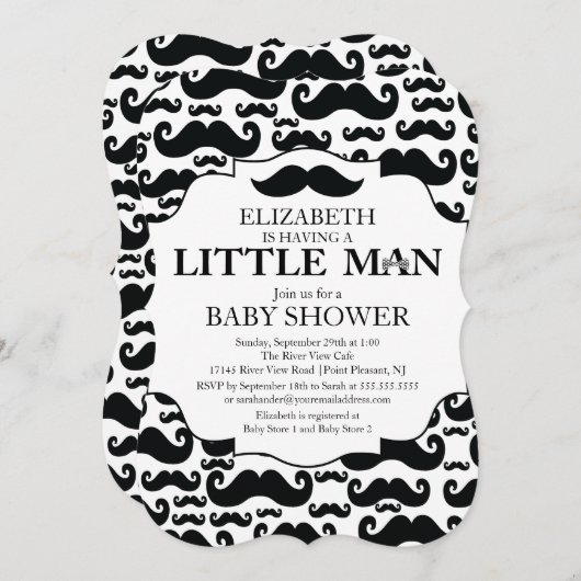 かわいい髭の強打の男の子のベビーシャワー 招待状 (正面/裏面)