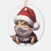 かわいい髭の竜とサンタハット セラミックオーナメント (左)