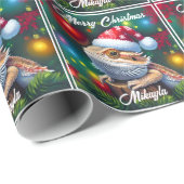 かわいい髭の竜とサンタハット ラッピングペーパー (ロールコーナー)