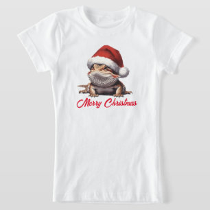 かわいい髭の竜とサンタハット Tシャツ