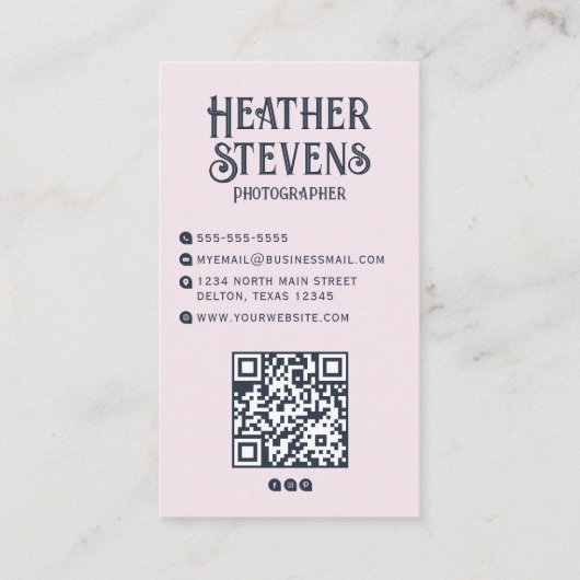 かわいい魅力的レトロカメラ写クール真者 名刺 (裏面)