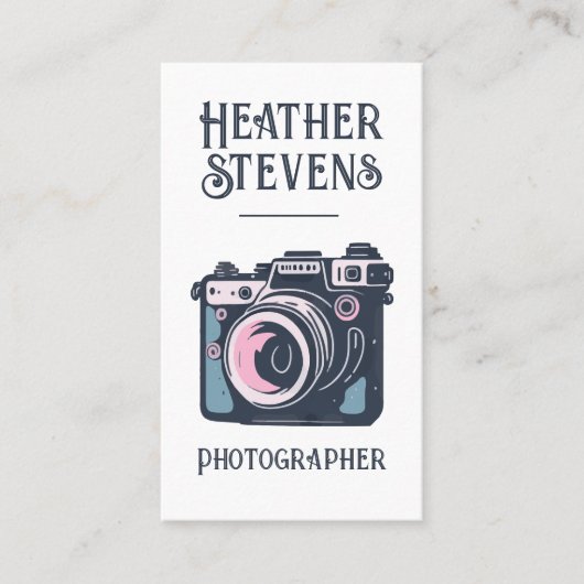 かわいい魅力的レトロカメラ写クール真者 名刺 (正面)