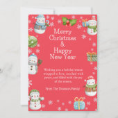 かわいい魅力的冬の雪だるまクリスマス シーズンカード (正面)