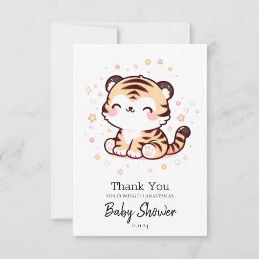 かわいい魅惑のタイガー赤ちゃんシャワー サンキューカード (正面)