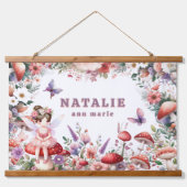 かわいい魅惑の妖精の庭のパーソナライズされた名前 吊り下げ型タペストリー (正面)