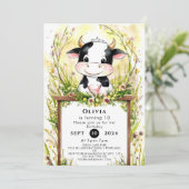 かわいい魅惑の牛の誕生日 招待状 (スタンド正面)