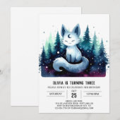 かわいい魅惑の猫誕生日 招待状 (正面/裏面)