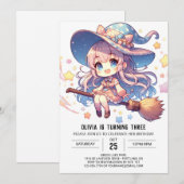 かわいい魅惑ウィザード誕生日 招待状 (正面/裏面)