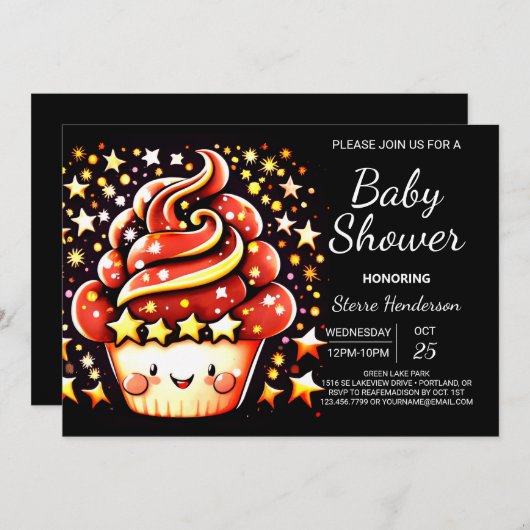 かわいい魅惑カスタムされたマフィン男の子の赤ちゃんシャワー 招待状 (正面/裏面)