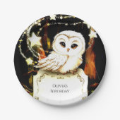 かわいい魅惑フクロウ誕生日 ペーパープレート (正面)