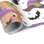 かわいい魔女がハロウィンパターンを生み出す ラッピングペーパー (ロールコーナー)
