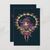 かわいい魔女がヒキガエルをジャグリング 招待状 (正面/裏面)