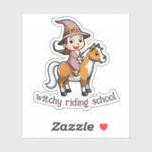 かわいい魔女が馬に乗る シール (シート)