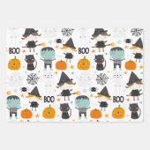 かわいい魔女とカボチャパーソナライズされた ラッピングペーパーシート (正面)