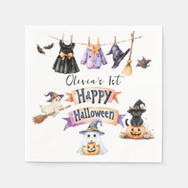 かわいい魔女とスプーキーなウィズミカルハロウィンパーティー スタンダードカクテルナプキン
