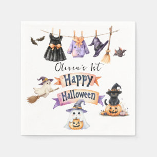 かわいい魔女とスプーキーなウィズミカルハロウィンパーティー スタンダードカクテルナプキン