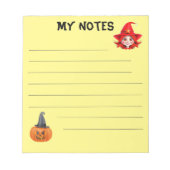 かわいい魔女と帽子をかぶったカボチャ ノートパッド (正面)