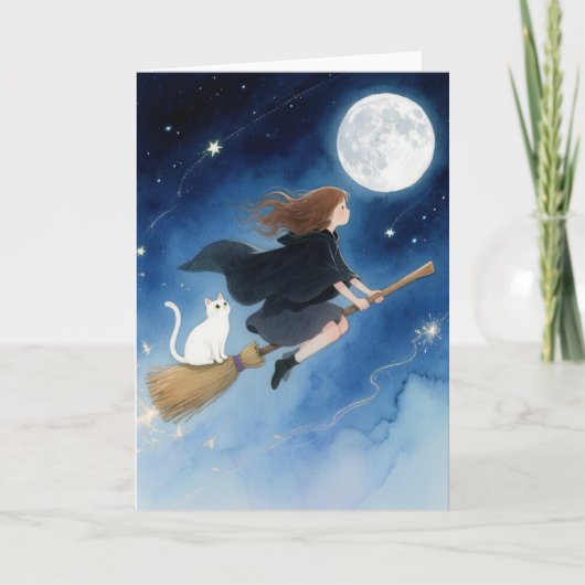 かわいい魔女と彼女の猫 カード (正面)
