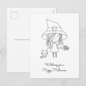 かわいい魔女と猫ハロウィンカラー シーズンポストカード (正面/裏面)