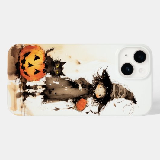 かわいい魔女と黒猫ハロウィン Case-Mate iPhoneケース (裏面 (横))
