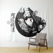 かわいい魔女と黒猫 ウィッカ ウィカ 呪文を唱える タペストリー (インサイチュ(横))